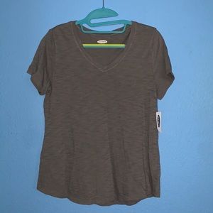 Old Navy Gray V-Neck Short Sleeve T-Shirt
